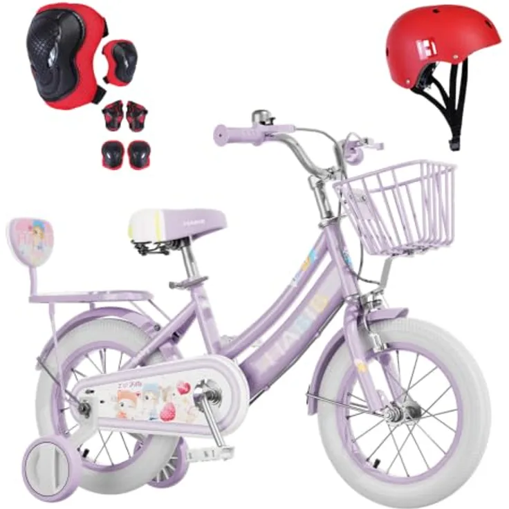 Habib Gruppe Kinderfahrrad, Komplettset mit Schutz-Set und höhenverstellbarem Sattel, pink