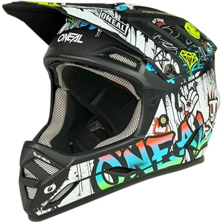 O'Neal Backflip Rancid, Downhill Helm mit ABS Außenschale, optimierter Lüftung und Fidlock® Magnetverschluss, schwarz/weiß, Größe L (59/60 cm) – Bild 2
