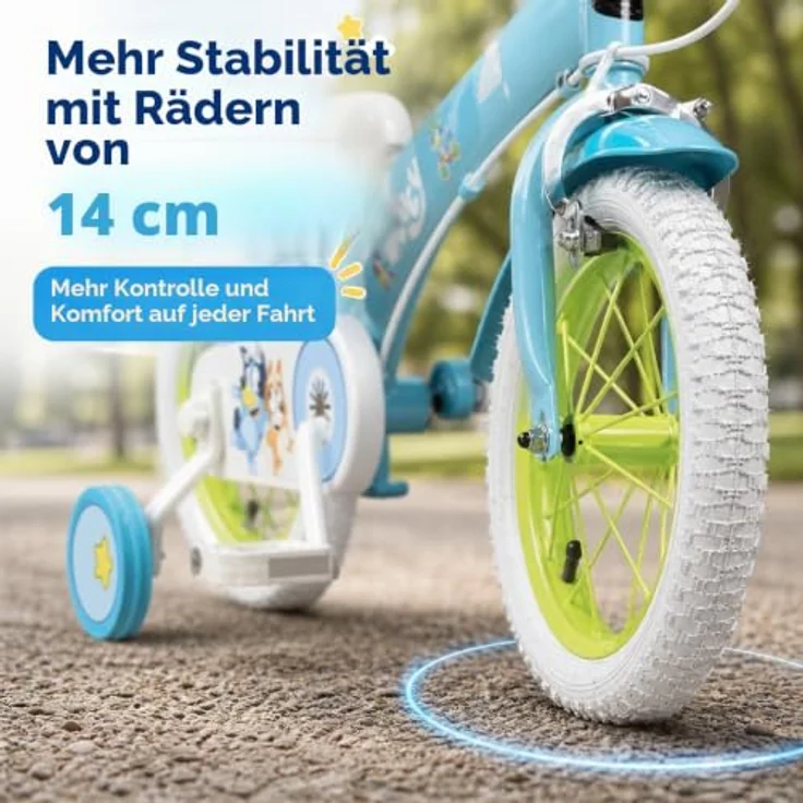 Toimsa Bikes 14 Zoll Kinderfahrrad Bluey, 1 Gang, mit Stützrädern, höhenverstellbarem Lenker und Sattel, für Kinder von 4-5 Jahren – Bild 9