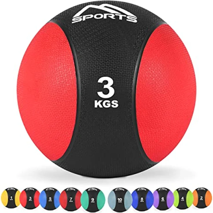 MSPORTS Medizinball 3 kg – Professionelle Studio-Qualität inkl. Übungsposter Gymnastikbälle – Bild 1