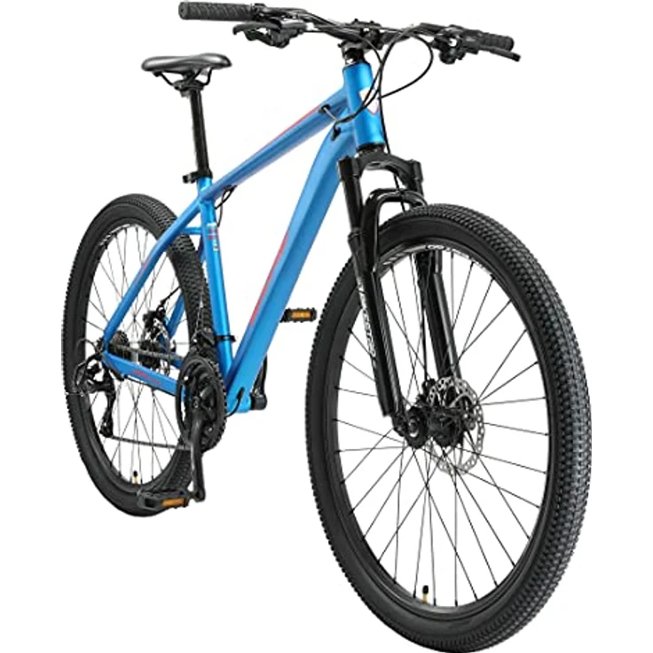 BIKESTAR Alu Mountainbike 27. 5 Zoll | 21 Gang Hardtail Sport MTB 18 Zoll Rahmen Scheibenbremse Federgabel | Blau Orange – Bild 2