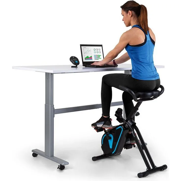 "Capital Sports Azura Desk Bike Heimtrainer - Standfahrrad mit Tischkonsole, klappbar, Cardio Fitness, schwarz"