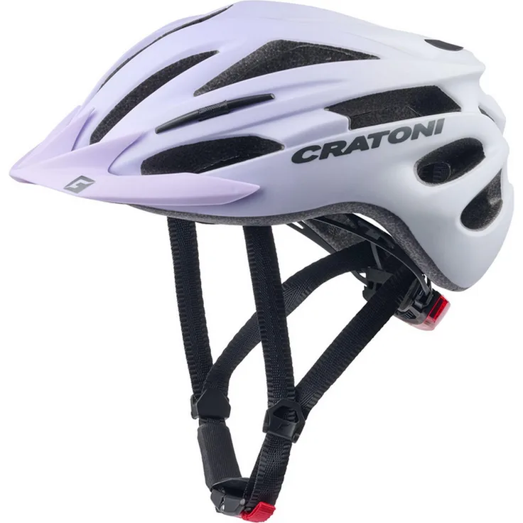 Cratoni Pacer Jr, Kinder-Fahrradhelm in lila mit 20 Ventilationsöffnungen und abnehmbarem Visier, integriertes Rücklicht