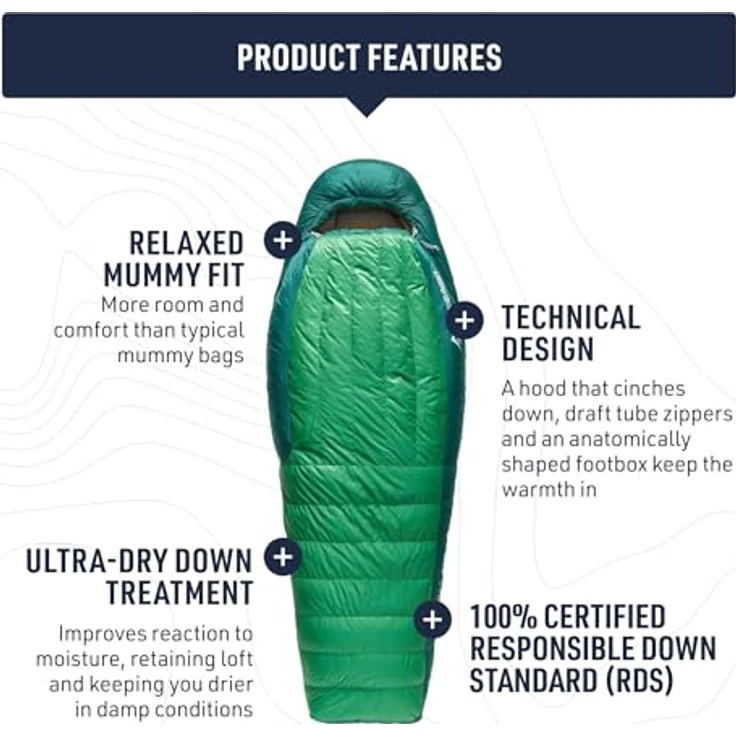 Sea To Summit Ascent Schlafsack, 200 cm, 750+ Ultra-Dry Gänsedaune, Free-Flow Zip-System, vielseitig für 3 Jahreszeiten – Bild 3