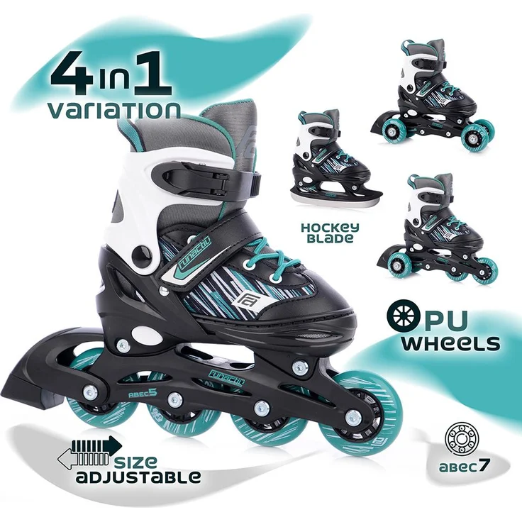 Tempish TRILO 4in1 Rollschuhe, verstellbar für Größe 34/37, 3 Skating-Konfigurationen, komfortable Polsterung und sicheres Schließsystem