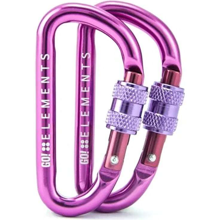 GO!elements Mini Karabiner Micro 6, Multifunktionaler Schraubverschluss-Karabiner im 2er Pack, Farbe: Magic, ultraleicht und salzwasserbeständig