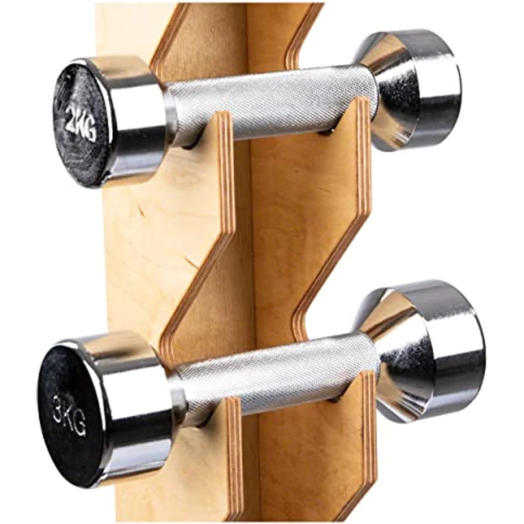 Sport-Tec Wandhalterung-Set inkl. Chromhanteln, 1-6 kg, 6 Stück, platzsparend und vielseitig, chrom – Bild 2