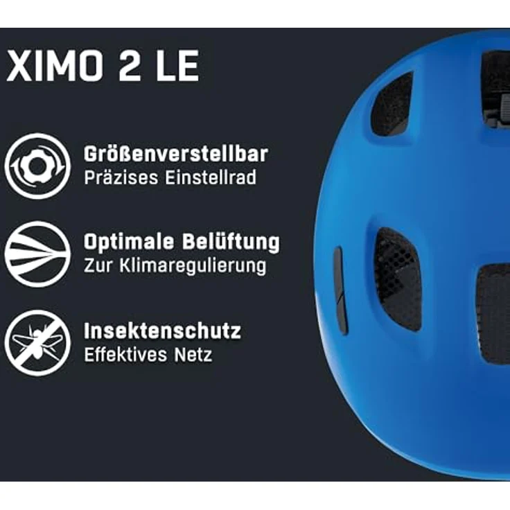 ALPINA Ximo 2 L.E. Kinderfahrradhelm, leichter & bruchfester Helm mit LED-Lichtoption, Blue matt, Größe 45-49 – Bild 2