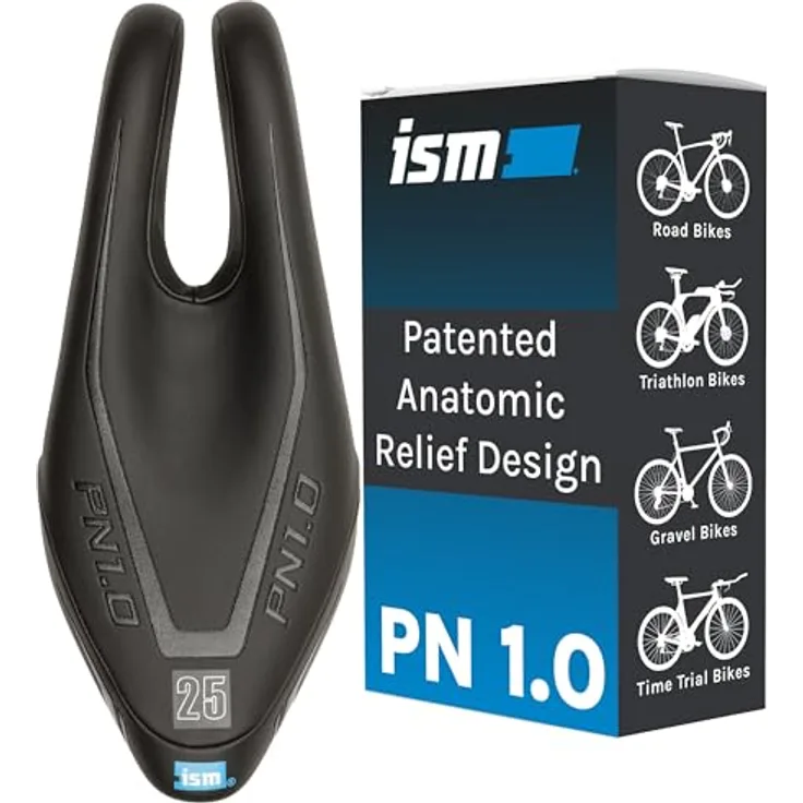 ISM Unisex – Erwachsene PN 1.0 Fahrradsattel, schwarz, Profi-Qualität mit hoher Wetterbeständigkeit und einfacher Montage