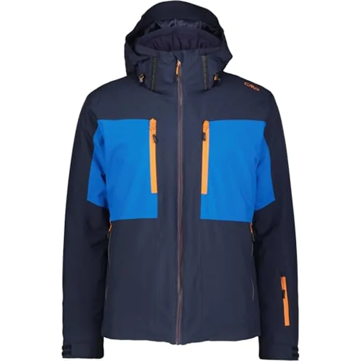 CMP Jacket Zip Hood 34W4657, Herren Skijacke aus robustem Polyestergewebe, dunkelblau, Größe 46, mit ClimaProtect Technologie und Feel Warm Flat Isolierung