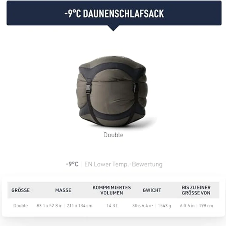 Sea To Summit Spark -9°C, Daunenschlafsack mit 850 cuin Bauschkraft, wasserabweisend, 1543 g leicht – Bild 3