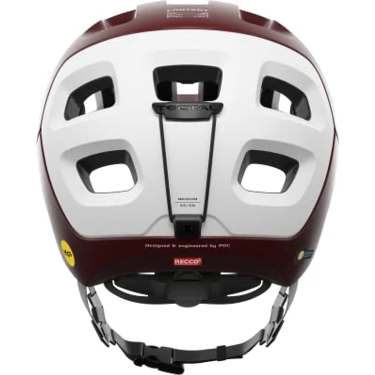 POC Tectal Race MIPS, Fahrradhelm in Garnet Red/Hydrogen White Matt, Größe 51-54 mit erweiterter Schale und optimierter Belüftung – Bild 4