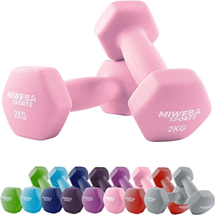 Miweba Sports Neopren Hantelset NKH100 | 𝐏𝐫𝐨𝐟𝐢 Hantel - Hexagon Hanteln Set - Kurzhanteln - Kurzhantel Set - Gymnastikhanteln - Hantel Set - Dumbbell - 0,5-10 Kg (2X 1.0 kg, Rosa) – Bild 1