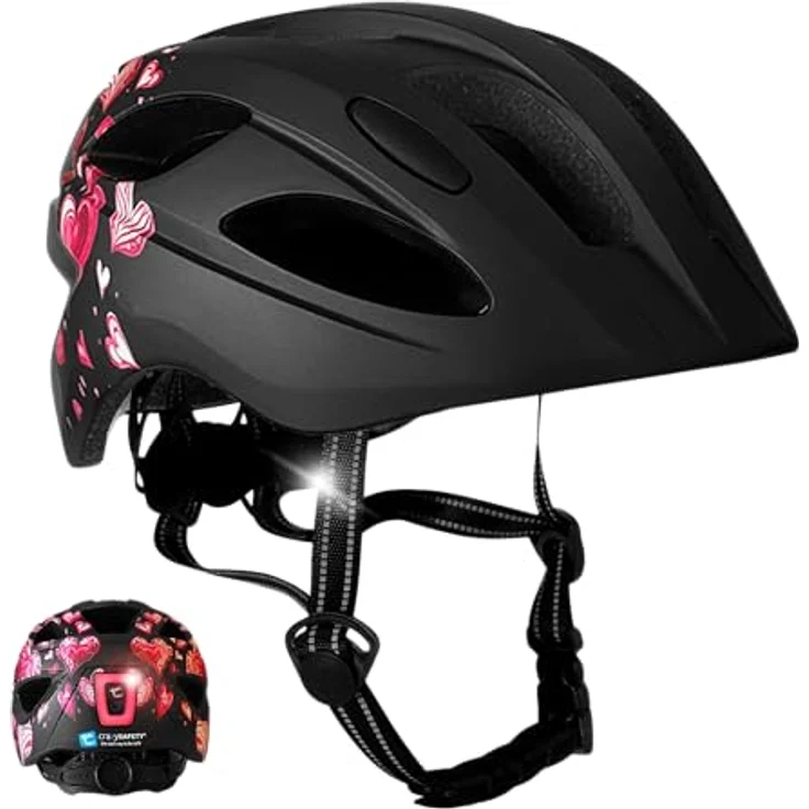 Crazy Safety Cool Heart, Kinder Velohelm mit optimalem Schutz, leichtem Gewicht und effektiver Belüftung – Bild 1