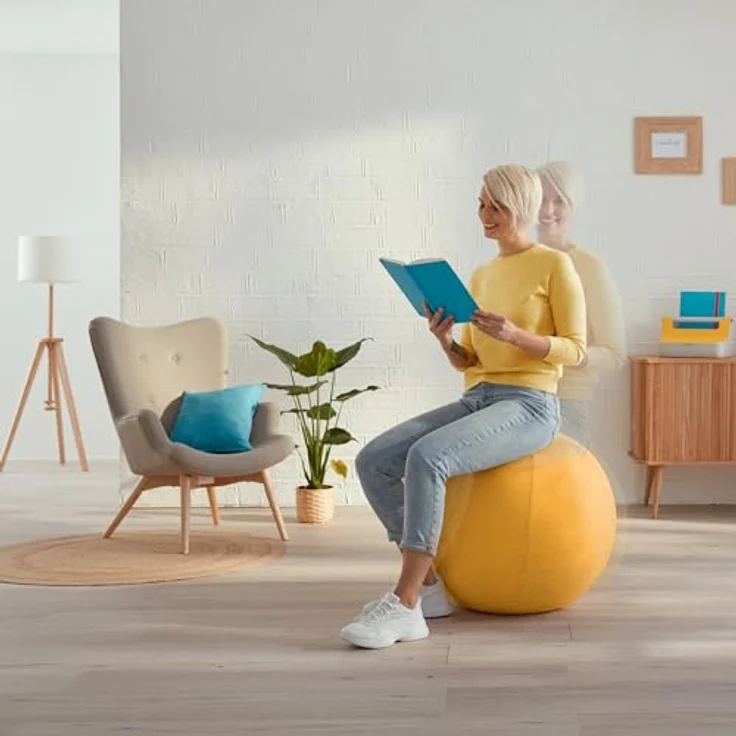 Leitz Ergo Cosy Active Sitzball, Gymnastikball (65 cm) für aktive Körperhaltung und Rückenübungen, mit Handpumpe und Tragegriff – Bild 8