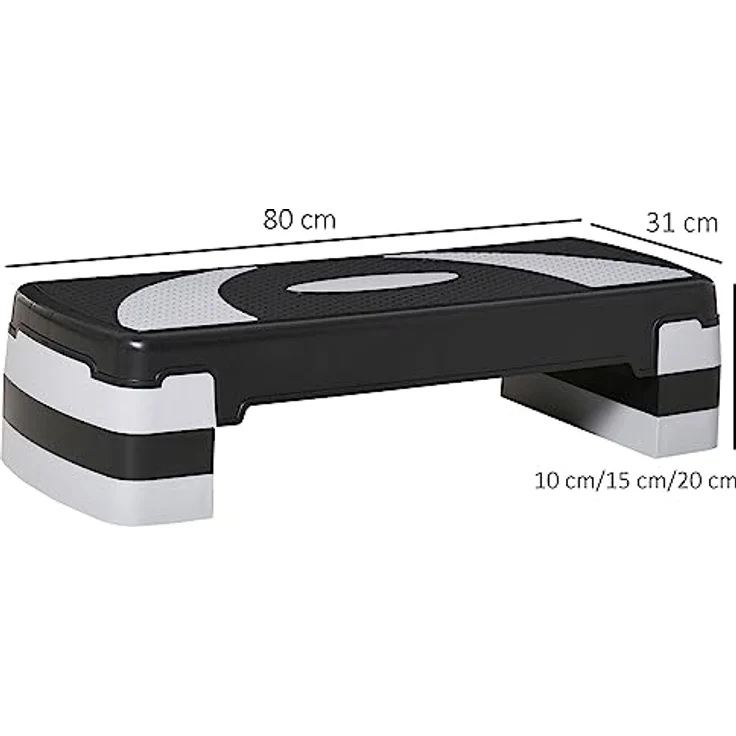 HOMCOM Steppbrett Aerobic-Stepper höhenverstellbar mit 3 Stufen (10/15/20 cm) Fitness Heimtrainer für Indoor Outdoor Belastbarkeit bis 150 kg 80 x 31 x 10-20 cm – Bild 3