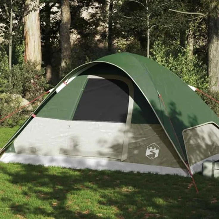 vidaXL Kuppel Familienzelt 6 Personen, Campingzelt in Grün, wasser- und winddicht, mit Netzwänden und E-Anschluss – Bild 2