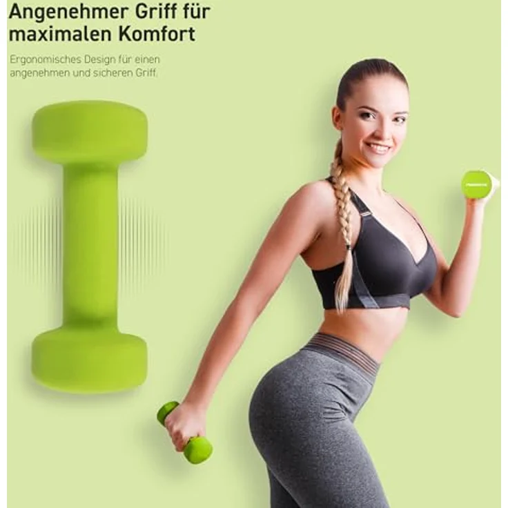 MSPORTS Neopren Hanteln Set 0,5-5 kg, Paar Kurzhanteln in verschiedenen Farben, inkl. Übungsposter und Workout App, ideal für Calisthenics und Physiotherapie – Bild 5