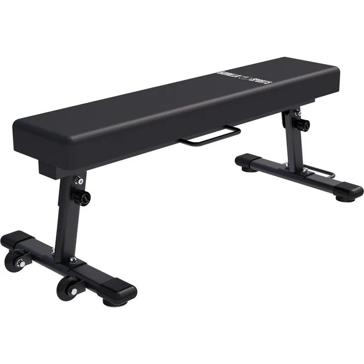 GORILLA SPORTS Hantelbank - Klappbar, Flach, bis 400 kg, Schwarz mit weißem Logo