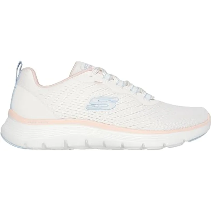 Skechers Flex Appeal 5.0-New Path, Laufschuhe aus veganen Materialien, atmungsaktives Obermaterial, gepolsterte Air-Cooled Memory Foam® Innensohle, flexible Gummi-Außensohle, Beige, Größe 37