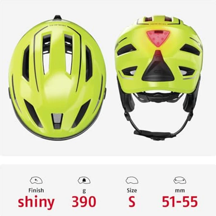 ABUS Stadthelm Pedelec 2.0 ACE - Fahrradhelm mit Rücklicht, Visier, Regenhaube, Ohrenschutz - Gelb Glänzend, Größe S – Bild 4