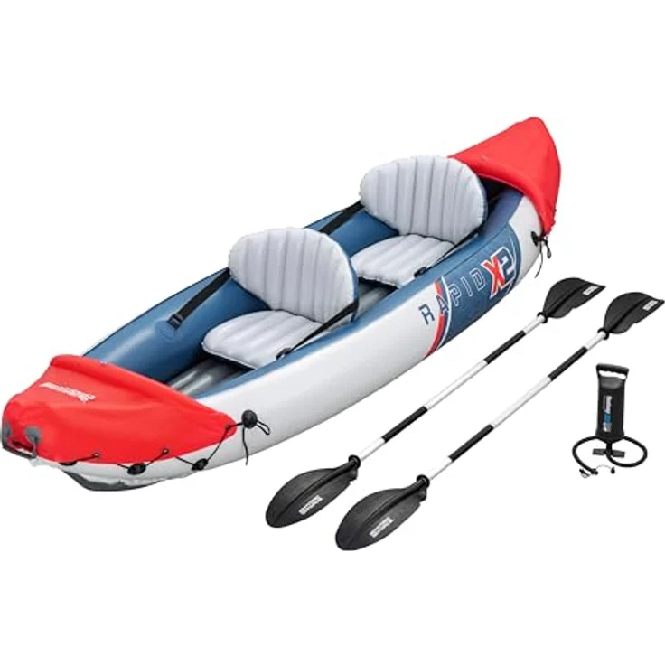 Bestway Hydro Force Kajak-Set Rapid X2, 321 x 100 x 44 cm, für 2 Personen bis 220 kg, Inflata-Shield Material, 3 Luftkammern, inkl. Paddel, Pumpe, Tragetasche, TÜV SÜD GS-zertifiziert – Bild 1