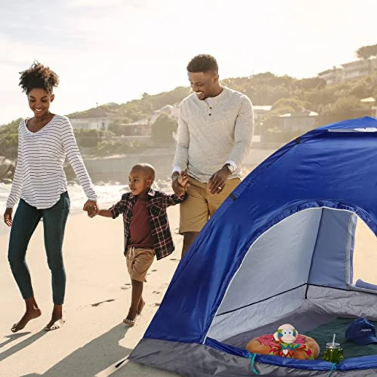 Relaxdays Pop Up Zelt Strand, Wurfzelt, 2-3 Personen, UV Schutz 50+, blau – Bild 2