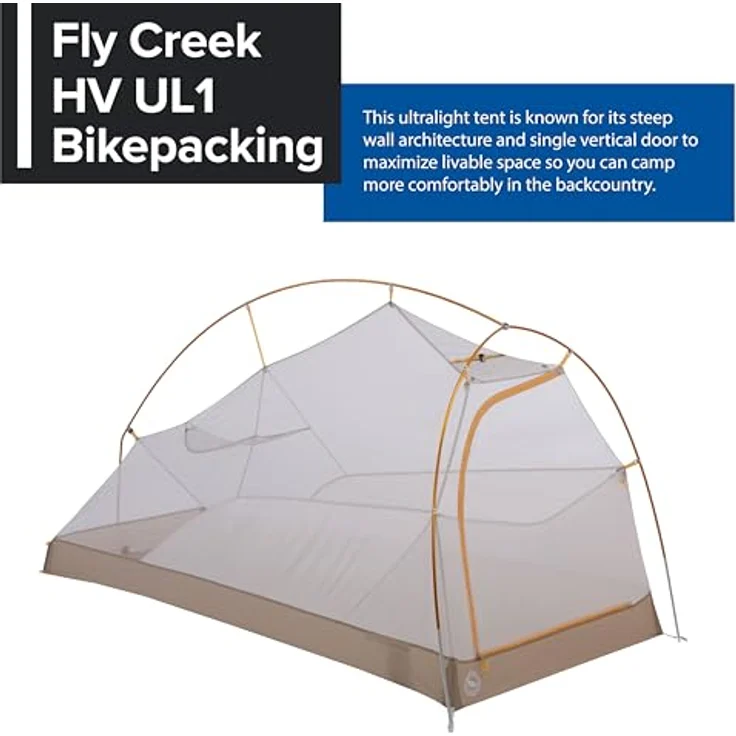 Big Agnes Fly Creek HV UL1 Bikepack Solution Dye Zelt, UV-beständig, Yellow-Greige, kompaktes Design mit Innenstauraum – Bild 2