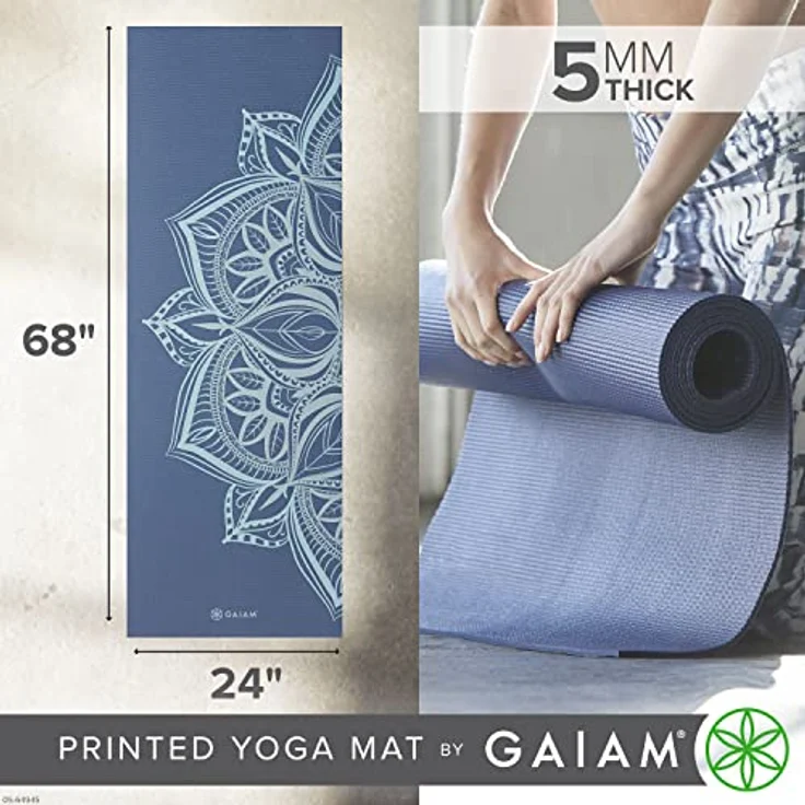 Gaiam Yogamatte, 5 mm dick, rutschfeste Trainingsmatte mit strukturierter Grifffläche, gepolsterte Unterstützung, verschiedene Designs (61 x 172,7 cm) – Bild 3