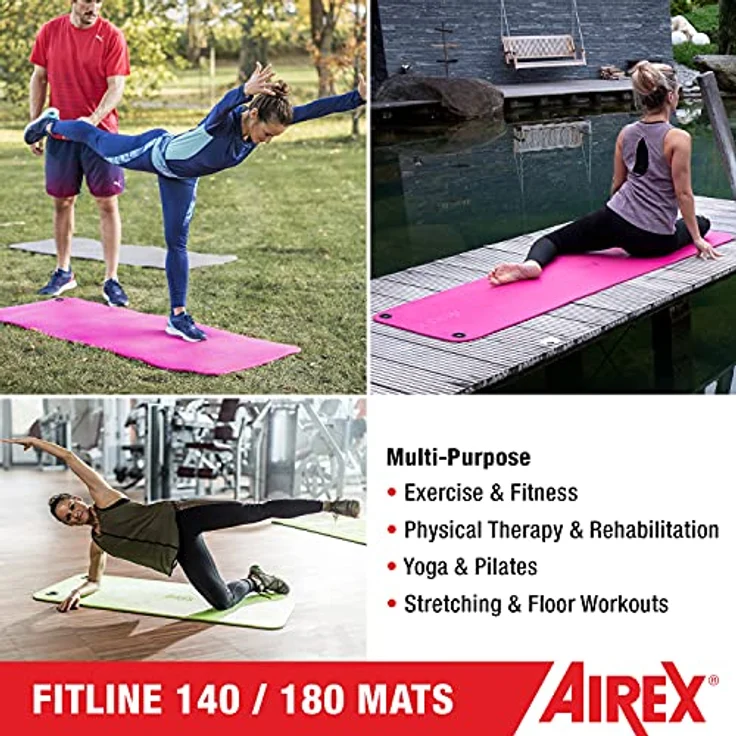 Airex Gymnastikmatte Fitline 180, rutschfeste Trainingsmatte mit Sanitized Hygieneschutz, anthrazit – Bild 3