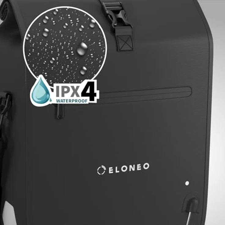 Eloneo Velotasche, Gepäckträgertasche mit 28 l Volumen, wasserdicht, integrierter LED-Streifen und Reflektoren für erhöhte Sichtbarkeit – Bild 4