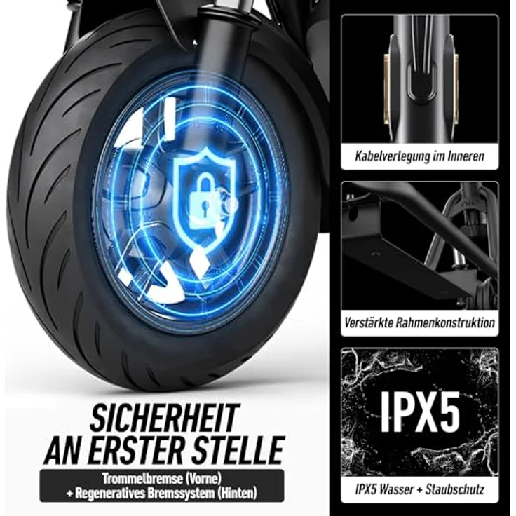 NIU KQi100F E-Scooter mit Straßenzulassung, 20 km/h, bis zu 29 km Reichweite, 15% Steigung, 10" Luftreifen, klappbar, mit Display und App, max. 120 kg Belastung – Bild 3