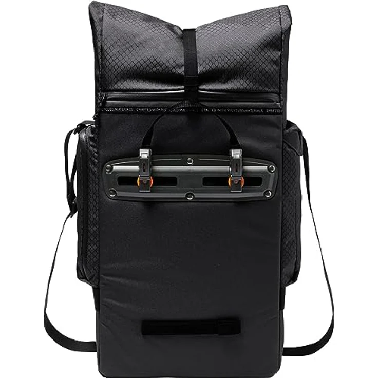 Vaude Velotasche, 27 l Gepäckträgertasche im Messenger Style mit Rolltop-Verschluss, Laptopfach für 15,6", wasserabweisend, Schwarz – Bild 7