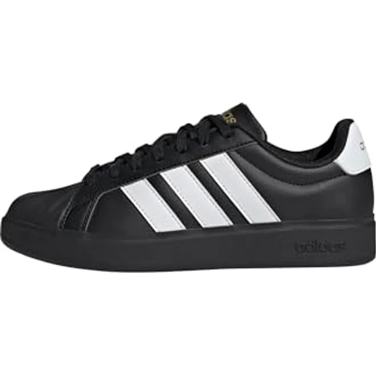 Adidas JR4700_610, Laufschuhe aus Synthetikleder mit Gummi-Cupsohle, Weiß/Core Black/Cloud White/Gold Metallic – Bild 1