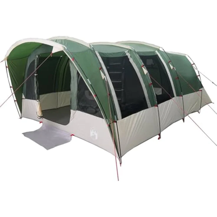 vidaXL Tunnel Familienzelt 8 Personen, Wasserdichtes Campingzelt mit Steckverbindungssystem und Heringen, Grün 185T Polyester – Bild 1