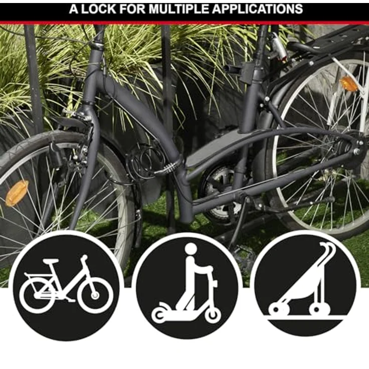 Master Lock 8143EURDPRO Fahrradschloss, wetterfestes Kabelschloss mit 1,8 m Stahlkabel und 4-stelligem Zahlencode – Bild 4