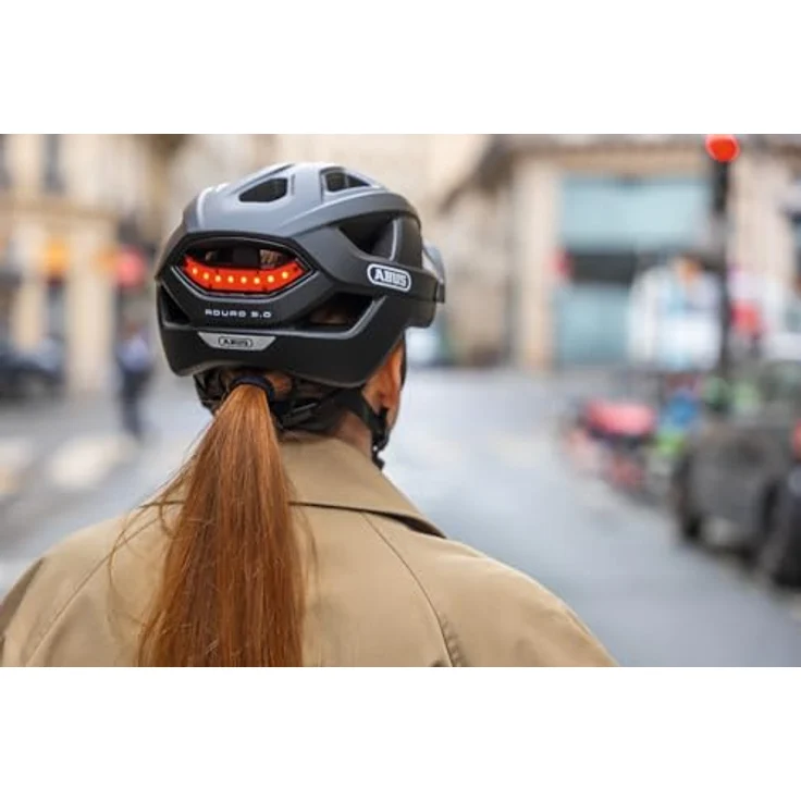 ABUS Aduro 3.0 LED, sportiver City-Fahrradhelm mit Rücklicht, Größe S, grau – Bild 6