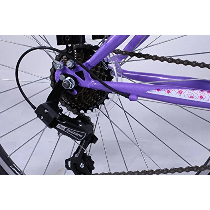 Talson City-Fahrrad 26 Zoll, 21-GG-Shimano-Schaltung, mit Beleuchtung und Gepäckträger, Lila – Bild 4