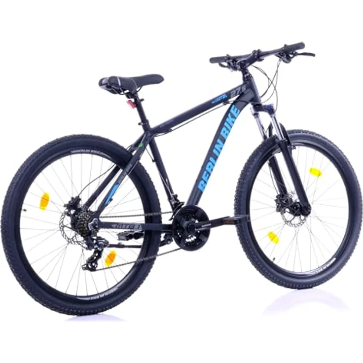BERLIN BIKE MTB1 Mountainbike, 27,5 Zoll, 46 cm Rahmenhöhe, hydraulische Scheibenbremsen, Shimano-Set, Schwarz-Blau – Bild 3