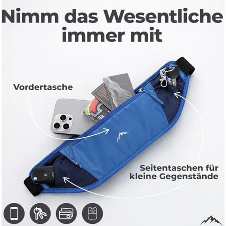 NORDRUN Laufgürtel für Handys, verstellbar und wasserdicht, mit großer Kapazität für Smartphones bis 20 x 10 cm, in Blau – Bild 3