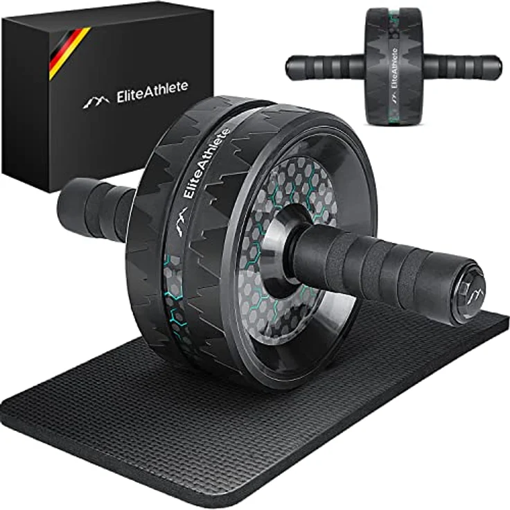 EliteAthlete Bauchroller Bauchmuskeltrainer - AB Roller - Bauchtrainer für Zuhause - Bauch Weg - Abdominal Trainer - AB Wheel inkl. gepolsterter Kniematte – Bild 1