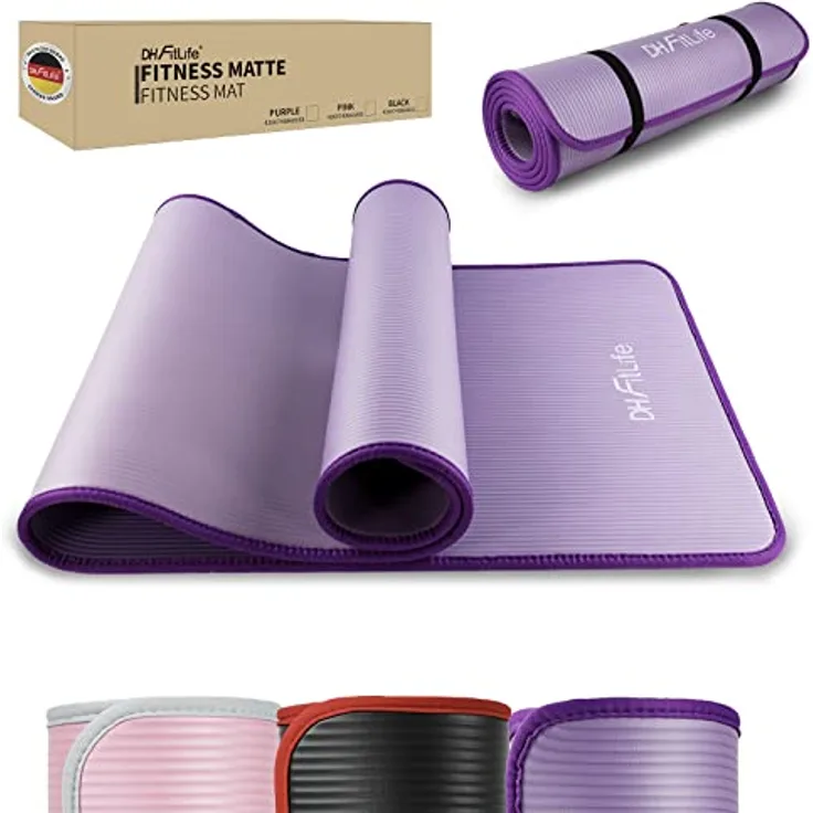 DH FitLife Trainingsmatte Fitnessmatte, Sportmatte 183 * 61 * 1 cm, Gymnastikmatte extra reißfest, Yogamatte rutschfest und dick, Workout Matte (violett)
