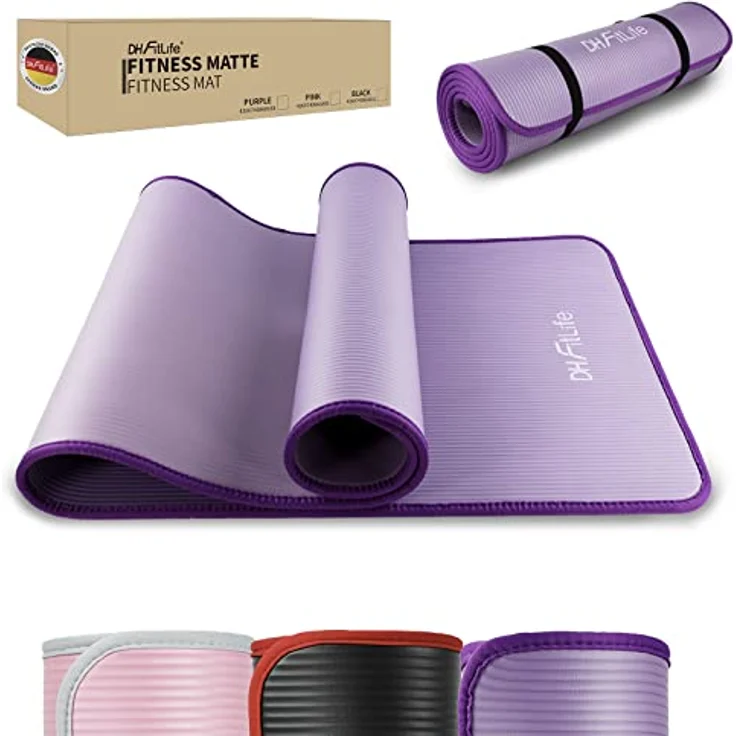 DH FitLife Trainingsmatte Fitnessmatte, Sportmatte 183 * 61 * 1 cm, Gymnastikmatte extra reißfest, Yogamatte rutschfest und dick, Workout Matte (violett) – Bild 1