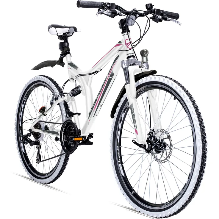 Bergsteiger Phoenix 26 Zoll Mountainbike, geeignet ab 160 cm, vollgefederte 21 Gang-Schaltung, Scheibenbremse, Licht und Schutzblech, Mattlackierung