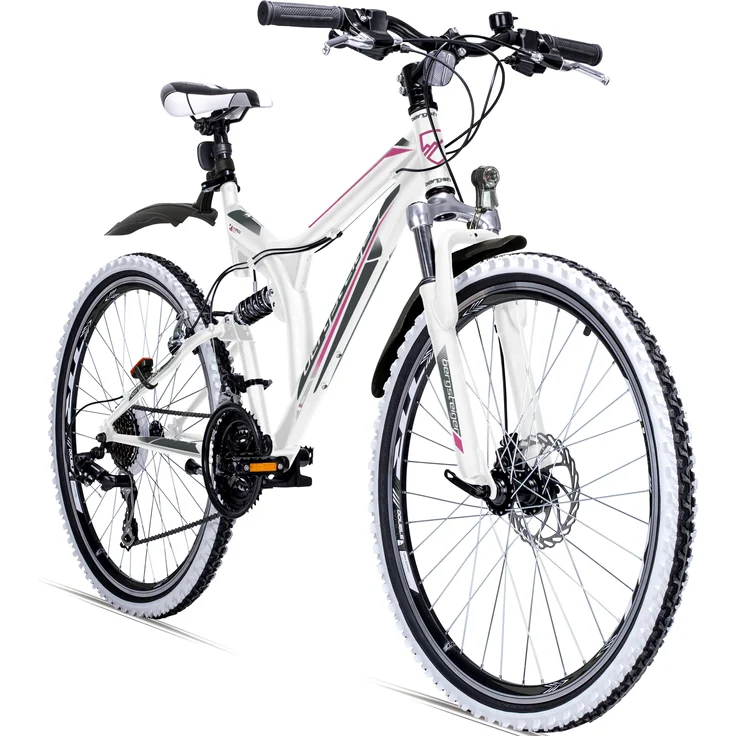 Bergsteiger Phoenix 26 Zoll Mountainbike, geeignet ab 160 cm, vollgefederte 21 Gang-Schaltung, Scheibenbremse, Licht und Schutzblech, Mattlackierung