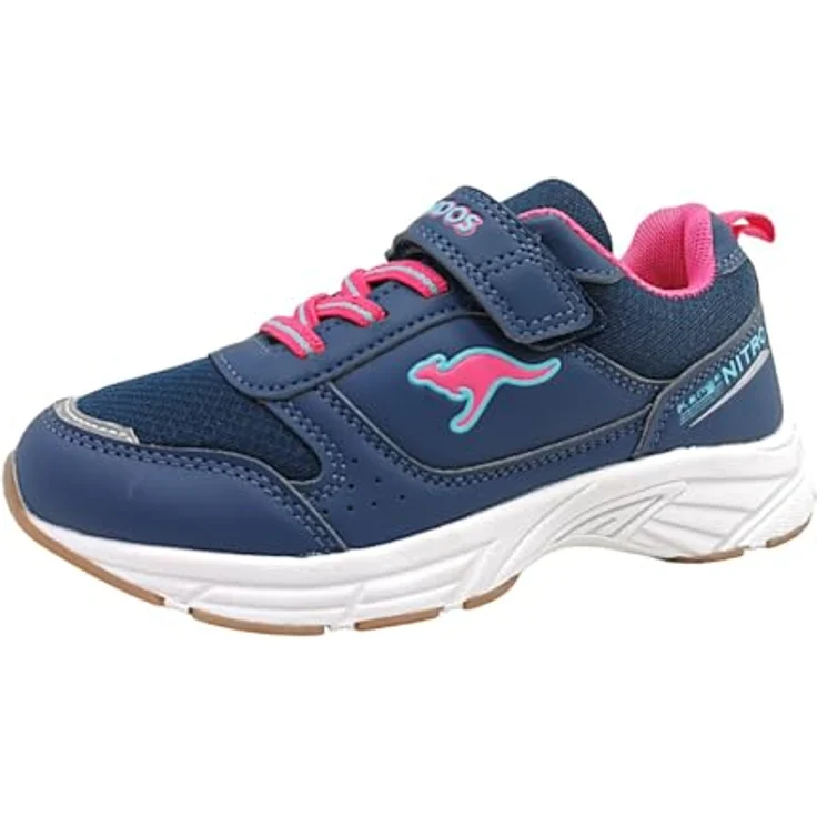 KangaRoos K-Ni Keno Mädchen Laufschuh, Navy Blau mit pinken Akzenten, Größe 32, flexibles Obermaterial aus Kunstleder und Mesh, abriebfeste non marking Laufsohle – Bild 1