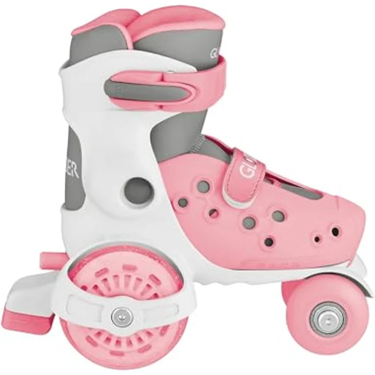 Globber Learning Skates, Quad-Skates für Mädchen, Pastellrosa, verstellbare Größe 26-29, mit Klettverschluss und Polyurethan-Rollen – Bild 4