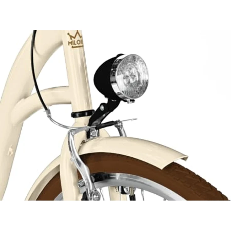 Milordbikes City-Fahrrad, Braun-Creme, 46 cm, Metall, mit Aluminiumfelgen und hinterem Träger – Bild 5