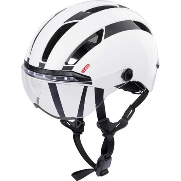 CONTEC Helm "Como", E-Bike Helm mit LED-Front- und Rücklicht, Blinkerfunktion, Größe M/L (58-61 cm)