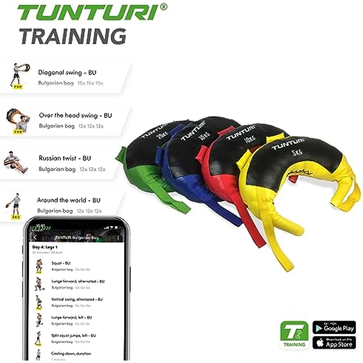 Tunturi Bulgarian Bag, Sandsack, Power Bag, 20KG, Grün, für Ganzkörpertraining – Bild 4